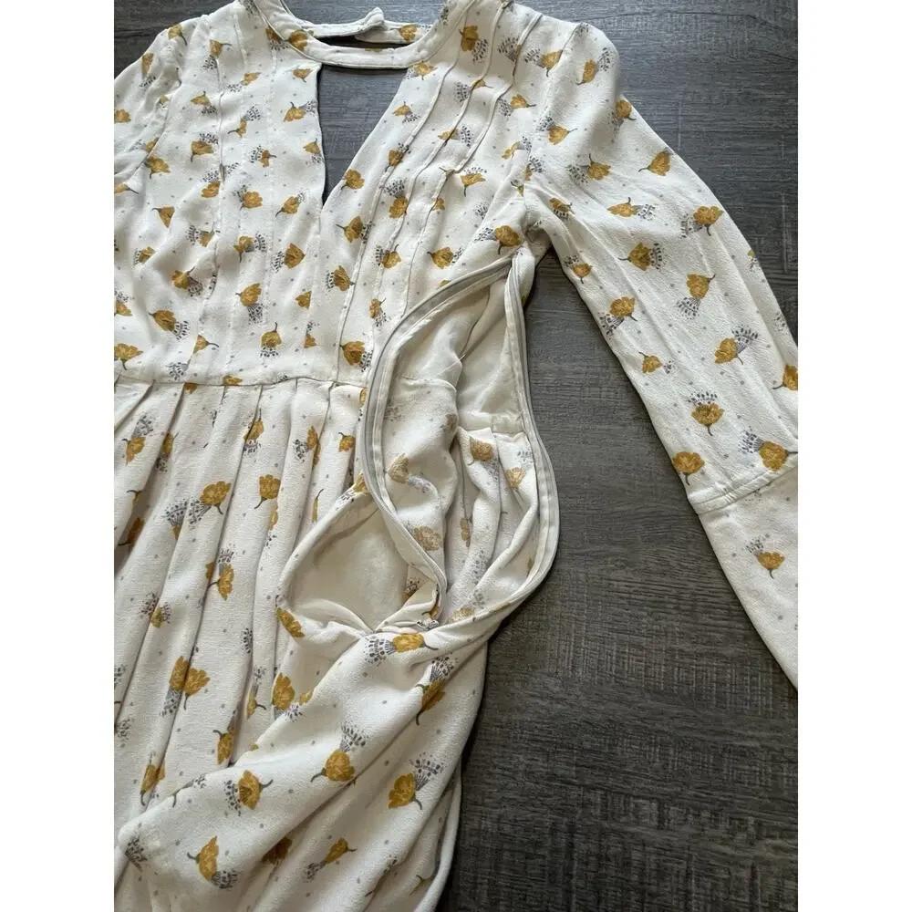 Free People Womens Tegan Long Bell Sleeve Floral Printed Boho Mini Dress Size 2 - Picture 5 of 13